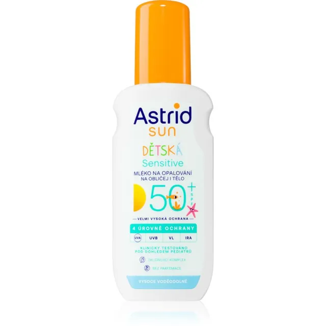 Astrid Sun Sensitive Päevituslosjoon lastele SPF 50+ pihustiga 150 ml