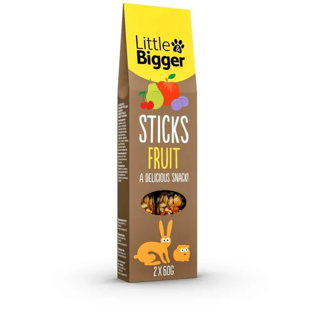 Little & Bigger maius väikeloomadele, puuviljapulgad 2x60 g