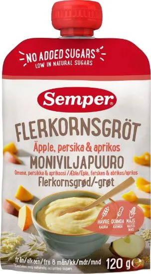 Semper mitmeviljapuder õuna, virsiku ja aprikoosi, 8k 120g