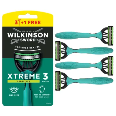 Raseerija Wilkinson Xtreme3 sensitive 4tk