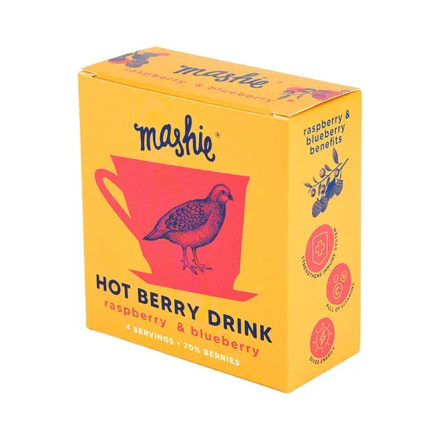 Vaarika- ja mustikapüree tee jaoks 4 portsjonit, MASHIE, 180g
