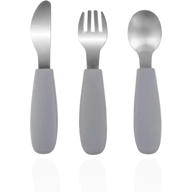 Zopa Silicone Children's Cutlery söögiriistad lastele 6 m+ Dove Grey 3 tk