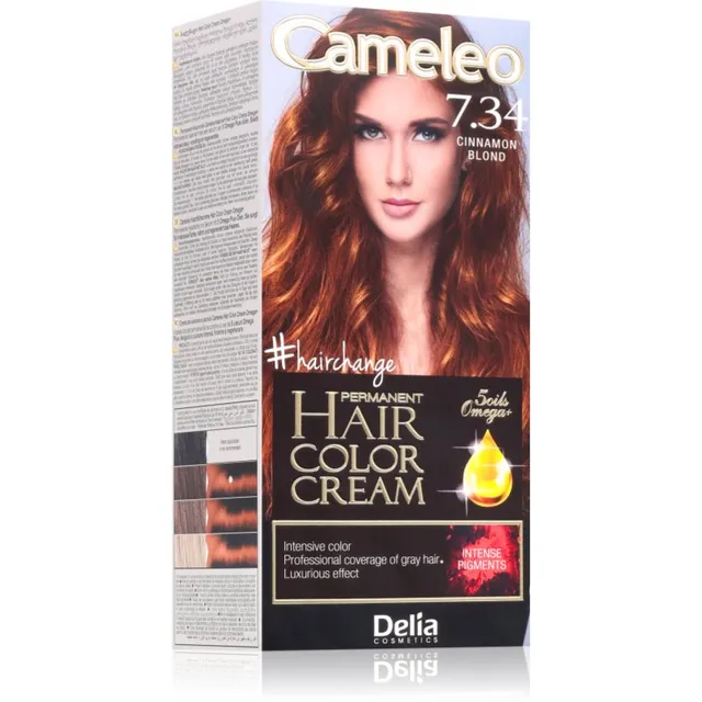Delia Cosmetics Cameleo Omega Püsijuuksevärv varjund 7.34 Cinnamon Blond 1 tk