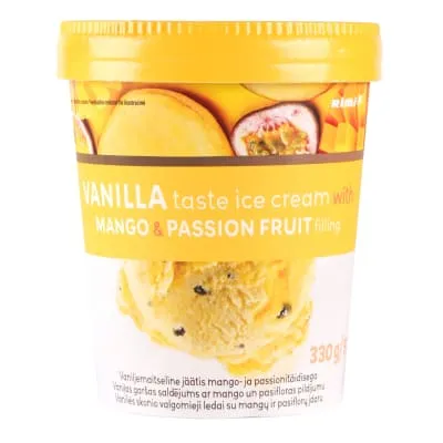 Jäätis vanil. mango-pas.täid. Rimi 330g/500ml