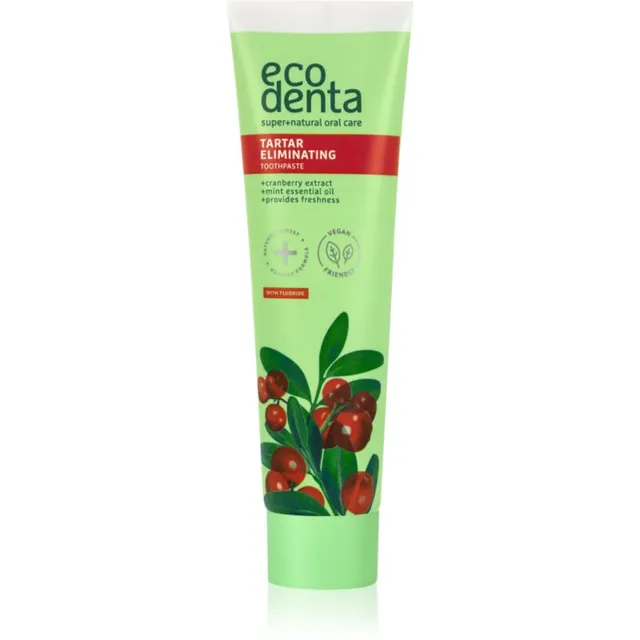 Ecodenta Green Tartar Eliminating Värskendav katuvastane hambapasta fluoriidiga maitse Cranberry 100 ml
