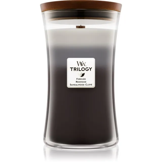 Woodwick Trilogy Warm Woods lõhnaküünal puidust taht 609.5 g