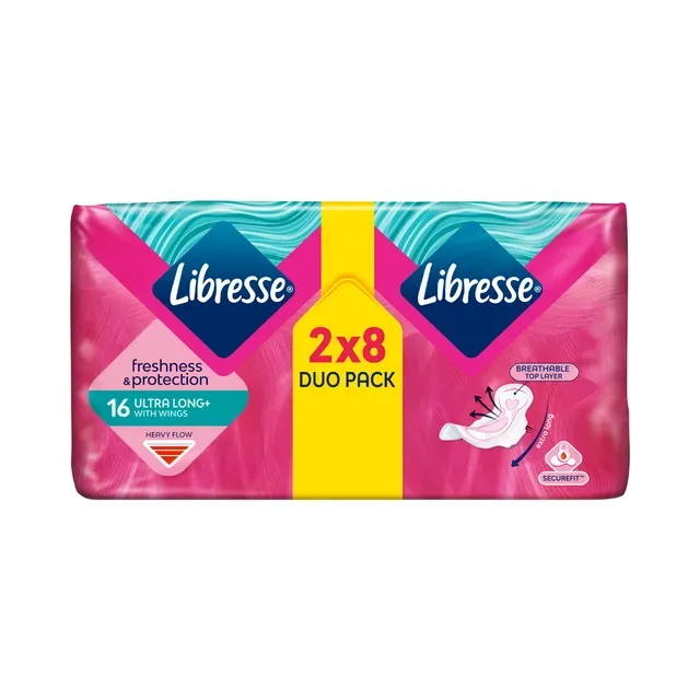 Hügieenisidemed Ultra Long+ Wings Duopakk, LIBRESSE, 2x8 tk