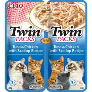 Inaba Twin Packs tuunikala, kana ja kammkarbiga konserv kassile 2x40g