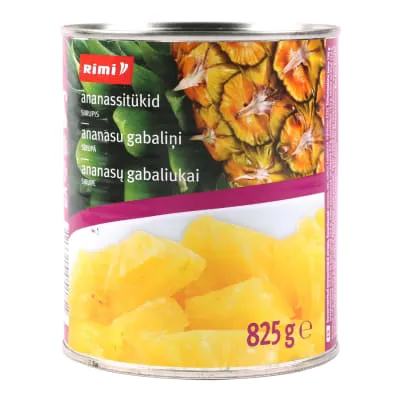 Ananassitükid siirupis Rimi 825g/490g