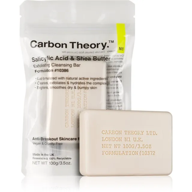Carbon Theory Salicylic Acid & Shea Butter Õrn puhastusseep kooriva toimega 100 g