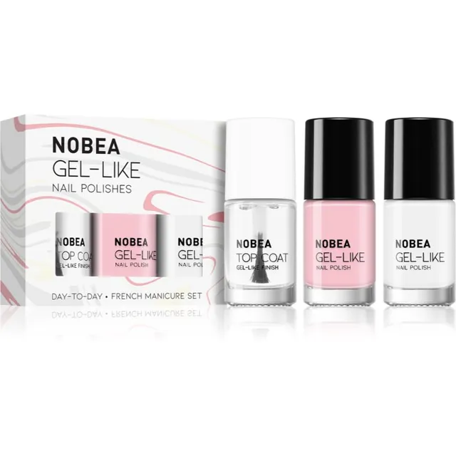NOBEA Day-to-Day 3-Piece Nail Polish set with Top coat Küünelakikomplekt French manicure set