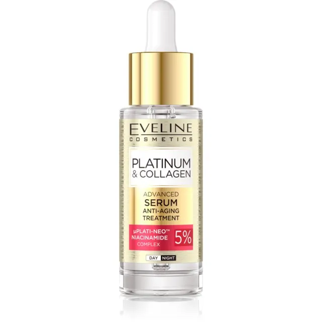 Eveline Cosmetics Platinum & Collagen Advanced Facial Serum Anti-Aging Treatment Kortsudevastane seerum kollageeniga 30 ml