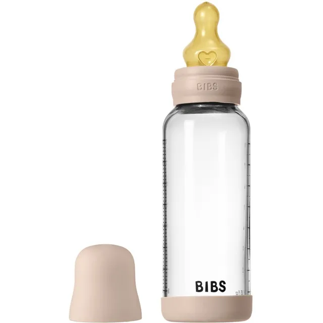 BIBS Baby Glass Bottle Round Latex koolikuid ennetav pudel Blush 1 tk