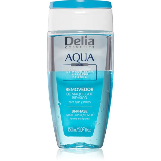 Delia Cosmetics Aqua Kahefaasiline meigieemaldaja silmade piirkonnale ja huultele 150 ml