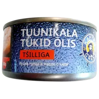 Tuunikala tükid õlis tšilliga, KAPTEN GRANT, 185 g