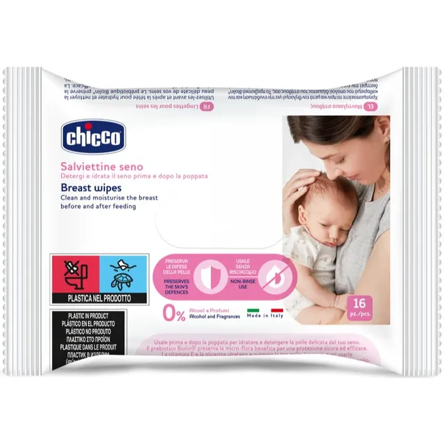 Chicco Breast Wipes Niisked puhastusrätikud rindade jaoks 16 tk