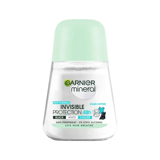 Rulldeodorant Mineral BWC, Clean Cotton, naistele, GARNIER, 50 ml