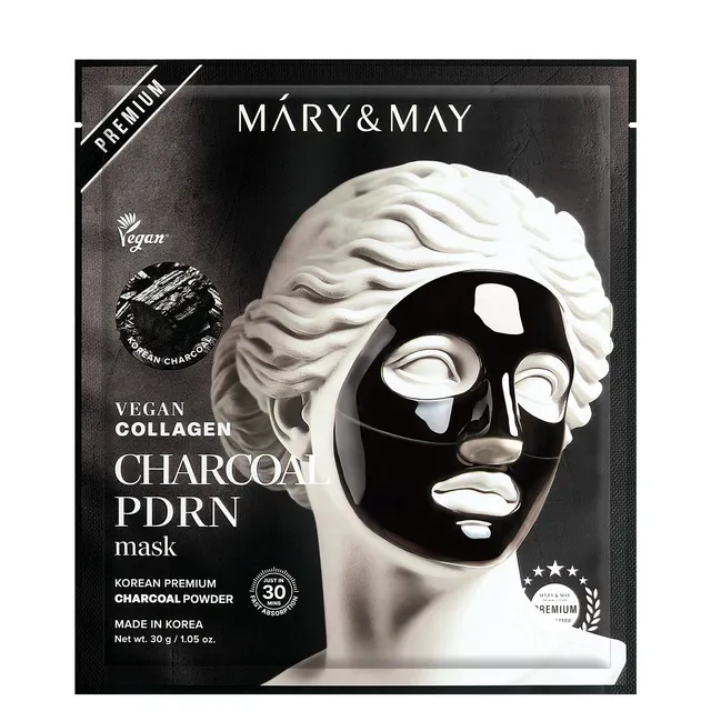 MARY & MAY Vegan Collagen Charcoal PDRN Sheet Mask 30g