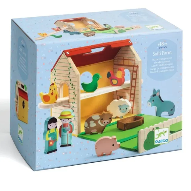 DJECO Wooden Farm mänguasjade komplekt puidust 18m+ 11 tk
