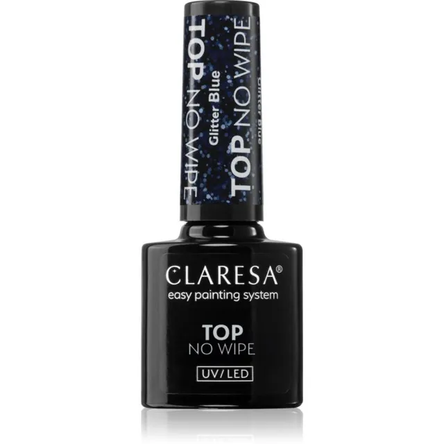Claresa UV/LED Top Glitter No Wipe Geelpealislakk sädelev varjund Glitter Blue 5 g