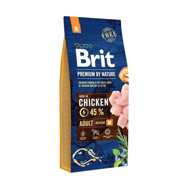 Brit Premium kuivtoit keskmist kasvu koerale, M, kana, 15 kg