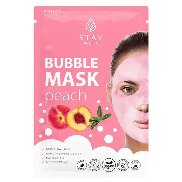 STAY WELL Deep Cleansing Peach Bubble Sheet Mask 20g