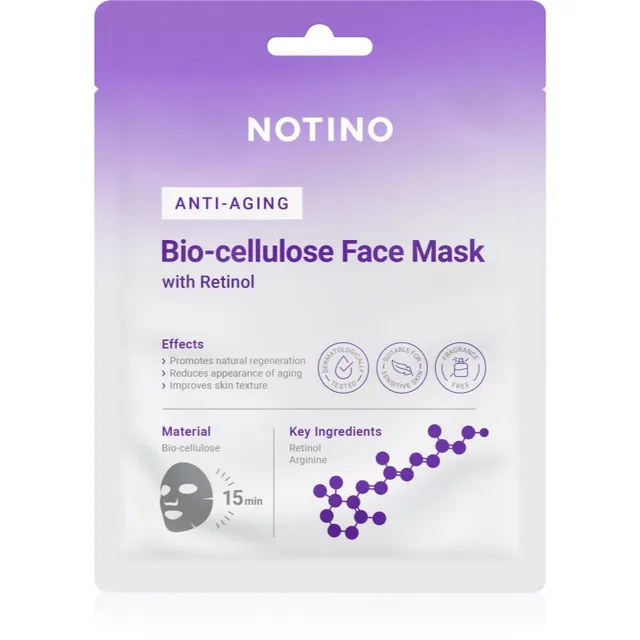 Notino Anti-Aging Bio-Cellulose Face Mask with Retinol Kortsudevastane riidemask 25 g