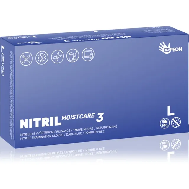 Espeon Nitril Moistcare3 Dark Blue puudrita nitriilkindad niisutava toimega suurus L 2x50 tk