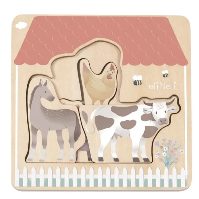 eliNeli Wooden Puzzle Farm pusle puidust 12m+ 7 tk