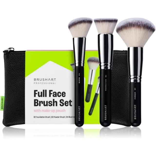 BrushArt Professional Full Face brush set with makeup pouch pintslite komplekt koos kotiga Black