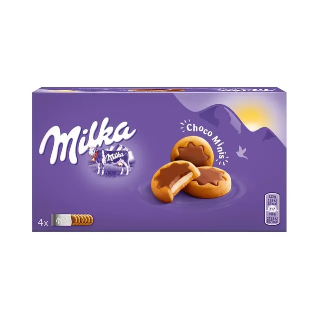 Šokolaadiglasuuri ja piimatäidisega küpsised, MILKA, 150 g