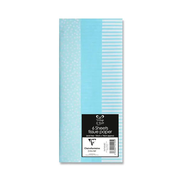 Siidipaber Baby blue 50x70cm, CLAIREFONTAINE, 6 tk