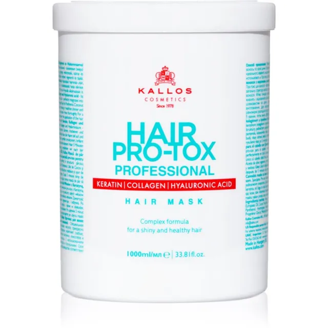 Kallos Hair Pro-Tox Mask õhukestele ja kahjustatud juustele kookosõli, hüaluroonhappe ja kollageeniga 1000 ml