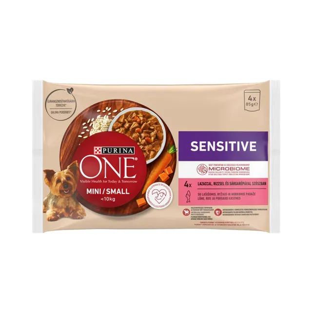 Koeraeine Mini Sensitive lõhe 4x85g, PURINA ONE, 340 g