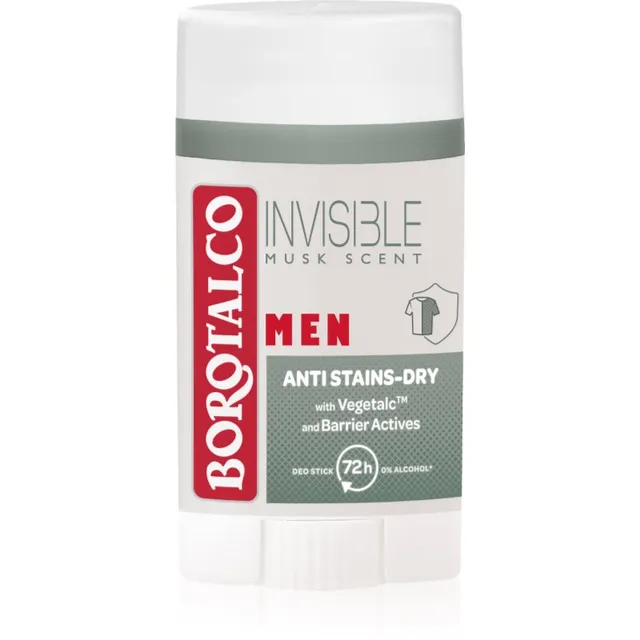 Borotalco MEN Invisible Valgeid ja kollaseid plekke mitte jättev rulldeodorant meestele lõhnatooted Musk Scent 40 ml