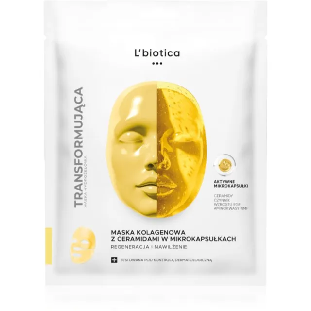 L’biotica Transforming Collagen Mask with Ceramides in Microcapsules Kollageenimask näonaha taastamiseks ja toitmiseks 1 tk