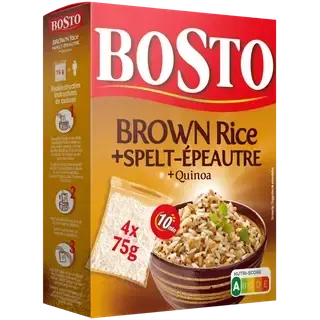 Bosto pruun riis, spelta ja kinoa 4 x 75 g