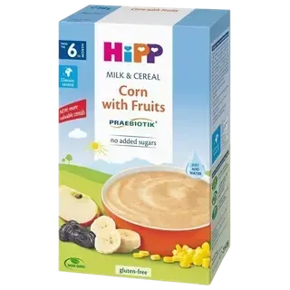 HiPP Piimapudrupulber maisi ja puuviljadega al. 6 kuust, 250 g