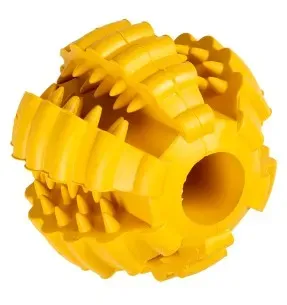 Hambaid hooldav kummist pall koerale Ø 9 cm, kollane, Griplay (Duvoplus)