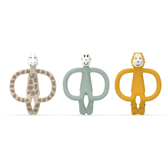 Matchstick Monkey Animal Teether Gift Set Kinkekomplekt lastele Giraffe Gigi, Lion Luda, Monkey Mint