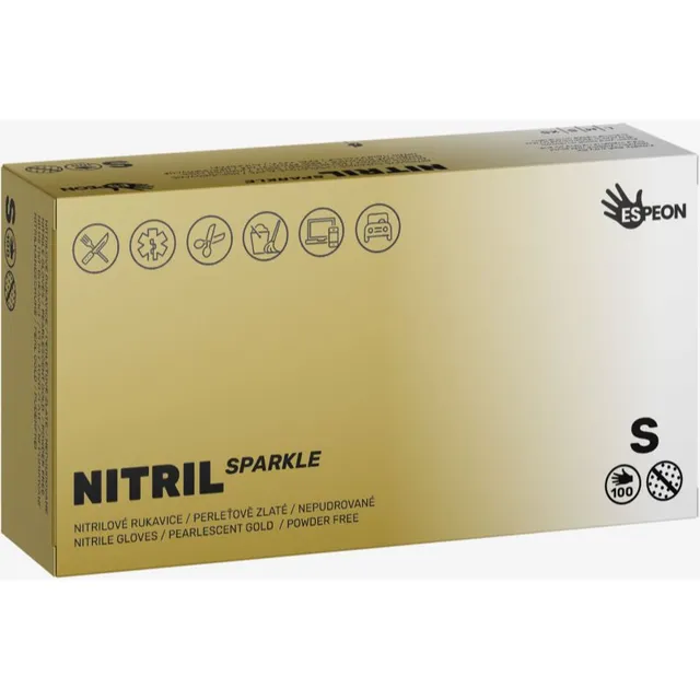 Espeon Nitril Sparkle Pearlescent Gold puudrita nitriilkindad suurus S 2x50 tk
