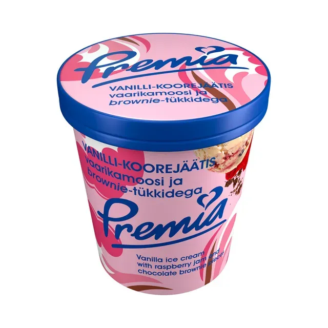Premia vaarika-brownie koorejäätis, PREMIA, 270 g