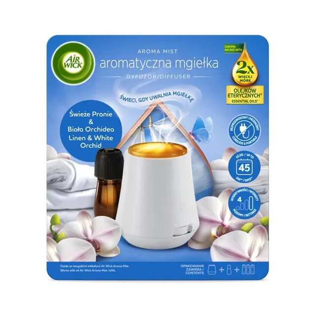 Õhuvärskendaja Aroma Mist Linen & White Orchid komplekt, AIR WICK, 1 tk