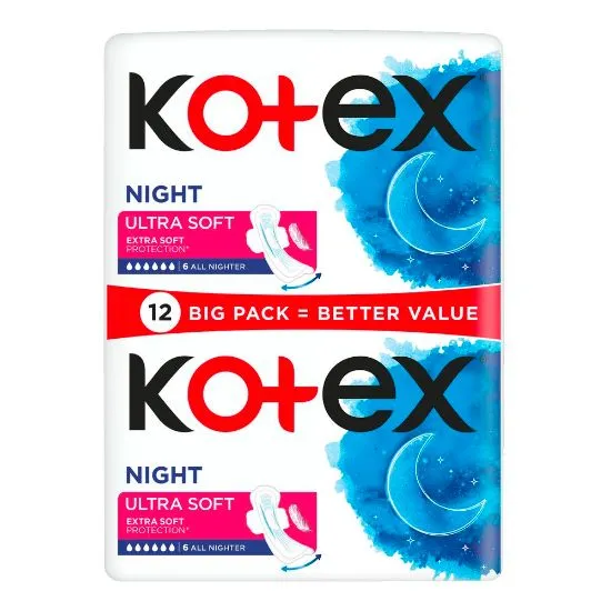 Kotex hügieeniside Ultra Soft Duo Night 12tk