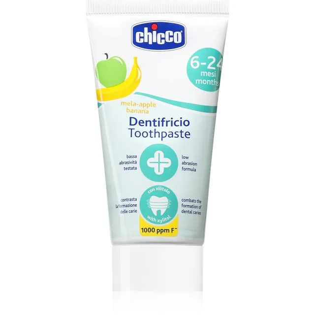 Chicco Toothpaste 6-24m Laste hambapasta fluoriidiga Apple-Banana 50 ml