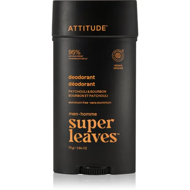 Attitude Super Leaves Men Deodorant Deodorant ei sisalda alumiiniumi meestele Patchouli & Bourbon 75 g