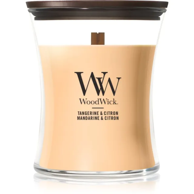 Woodwick Tangerine & Citron lõhnaküünal puidust taht 275 g
