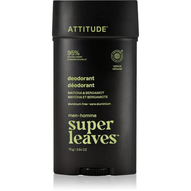 Attitude Super Leaves Men Deodorant Deodorant ei sisalda alumiiniumi meestele Matcha & Bergamot 75 g