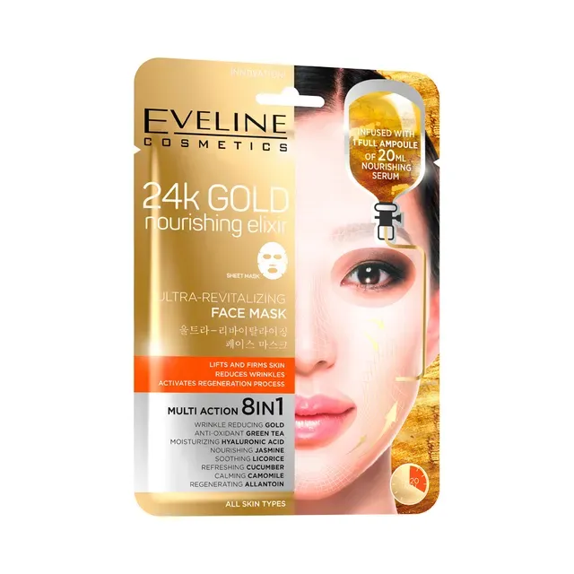 Kangasmask siluv 24k kullaga, EVELINE COSMETICS, 1tk
