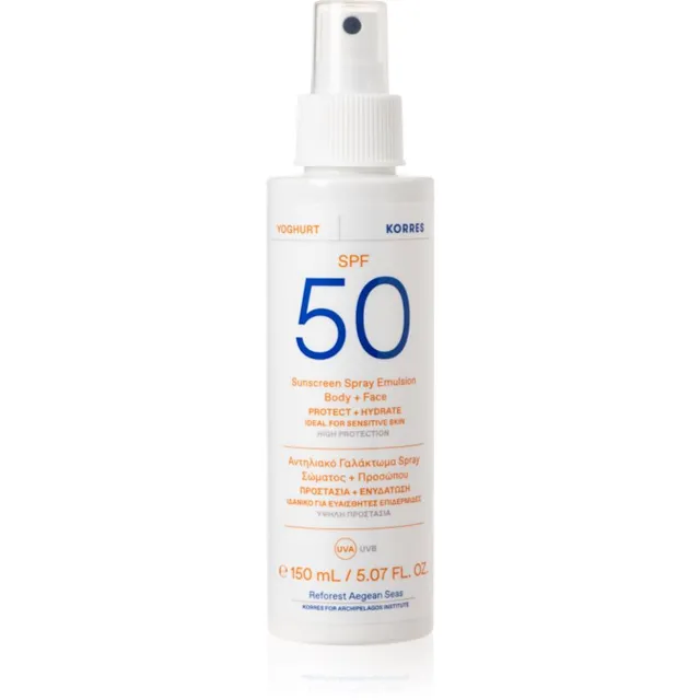 Korres Yoghurt Sunscreen Pihustatav päikesekaitselosjoon näole ja kehale SPF 50+ 150 ml